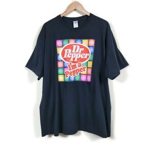 Gildan Heavy Cotton Dr Pepper Graphic Design T-Shirt Mens Size 2XL Black Cotton